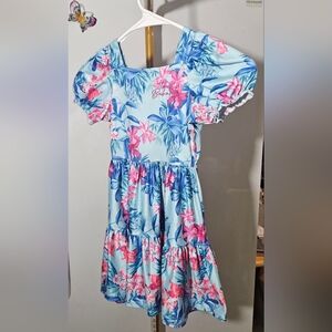 TOMMY BAHAMA Girl's Tropical Hawaiian Light Blue Floral Swing Dress - Sz 4T